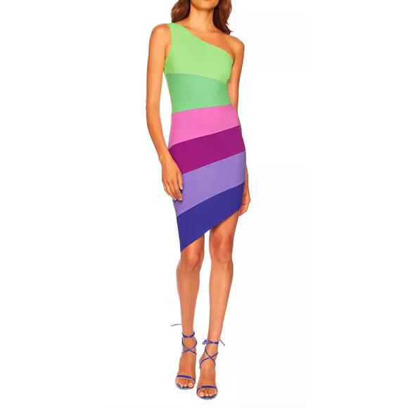SUSANA MONACO Dresses & Skirts - NEW SUSANA MONACO colorblock one shoulder mini dress in maldives